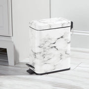 Pulitore pedale per cestini/bacini - per bagno, cucina e ufficio - con pedale, coperchio e contenitore interno in plastica/rettangolare/metallizzato/5 litri - marmo