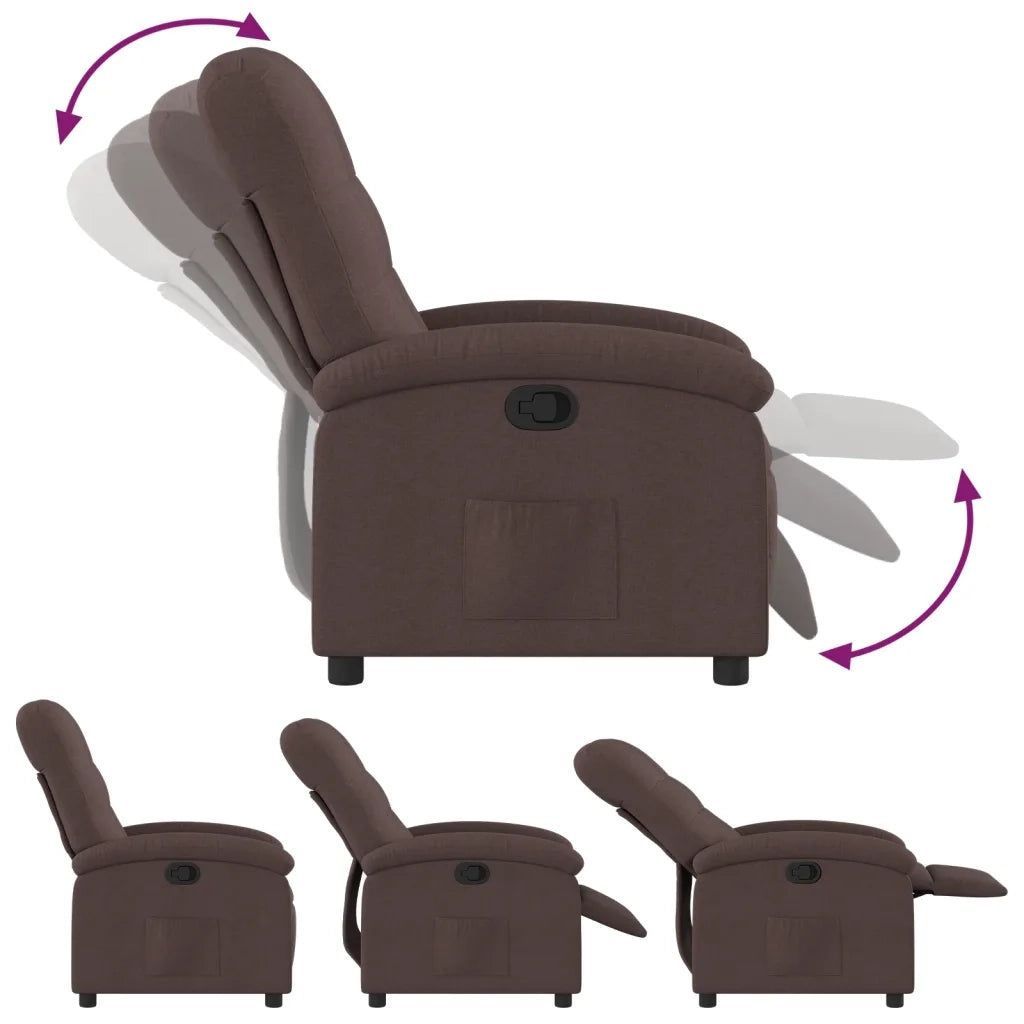 Poltrona | Sedia Relax Reclinabile Marrone Scuro in Tessuto