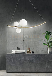 SOSPENSIONE ALTALENA ORO CON VETRI BIANCO A LED 3000K 2230 LM 48W L.120CM DIMMERABILE