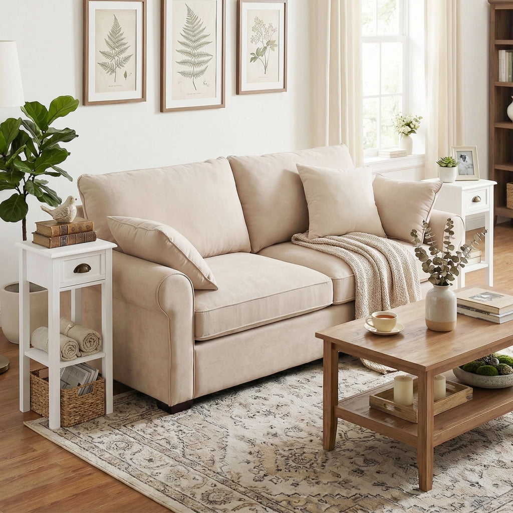 Comodino con Cassetto e Ripiano ¨C Xylo ¨C Bianco 30x30x75 cm Set 2 Pezzi