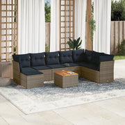 Set Divani da Giardino 9 pz con Cuscini Grigio in Polyrattan 3256117