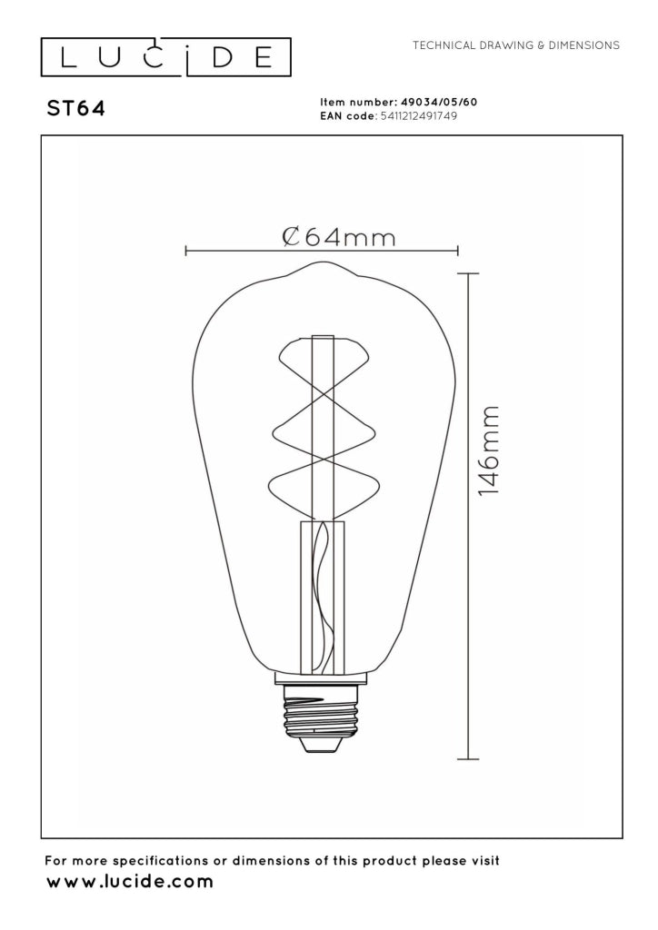 Lampadina LED filamento E27 ovale trasparente Lucide