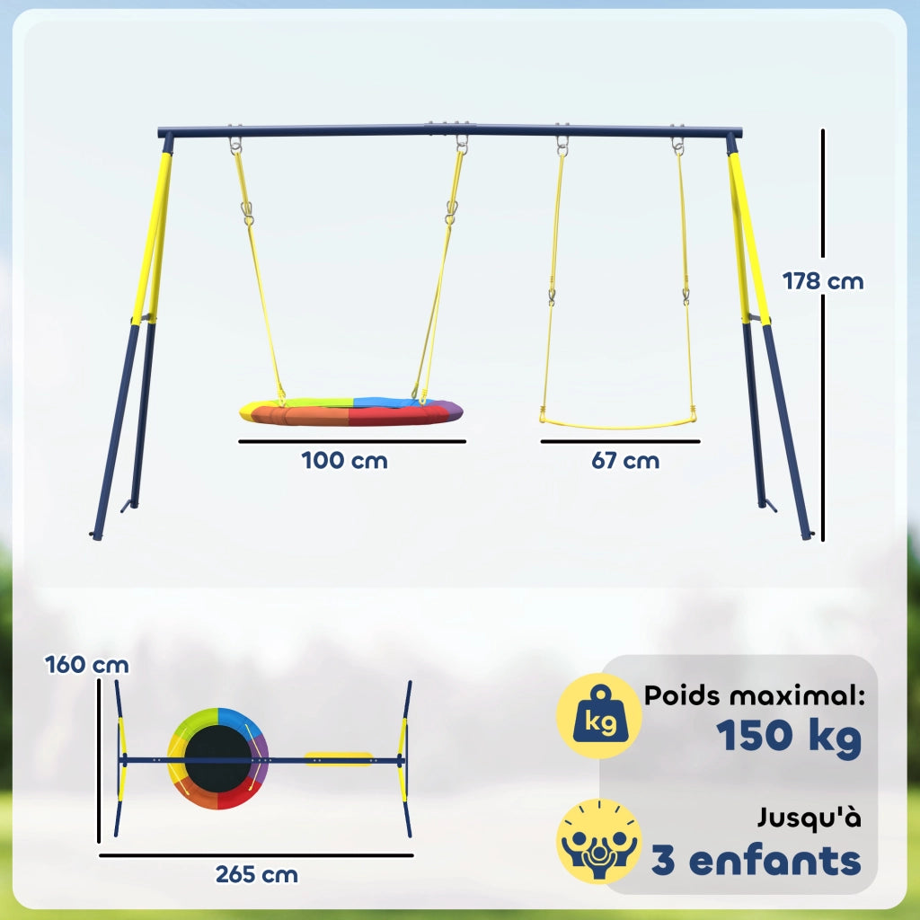 Altalena per Bambini ¨C Minimal ¨C Acciaio Multicolore 3-8 Anni