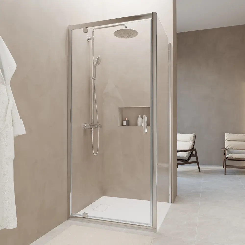 Box doccia 75x80 cm angolare apertura a battente vetro 6mm trasparente | Apulia
