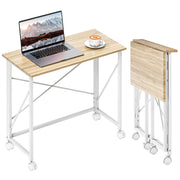 Scrivania pieghevole con ruote ¨C zephmum ¨C MDF acciaio naturale 80x50x75