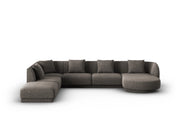 Cosmopolitan Design - Divano panoramico sinistro "Tulum" 6 posti in ciniglia grigio 