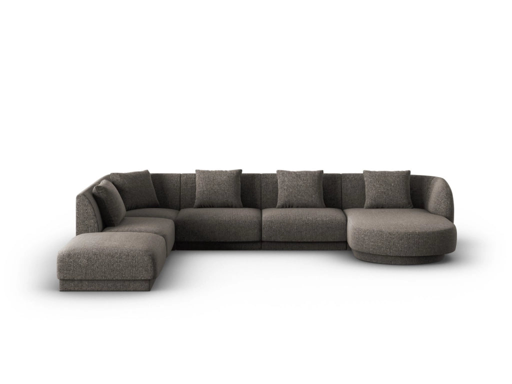 Cosmopolitan Design - Divano panoramico sinistro "Tulum" 6 posti in ciniglia grigio 