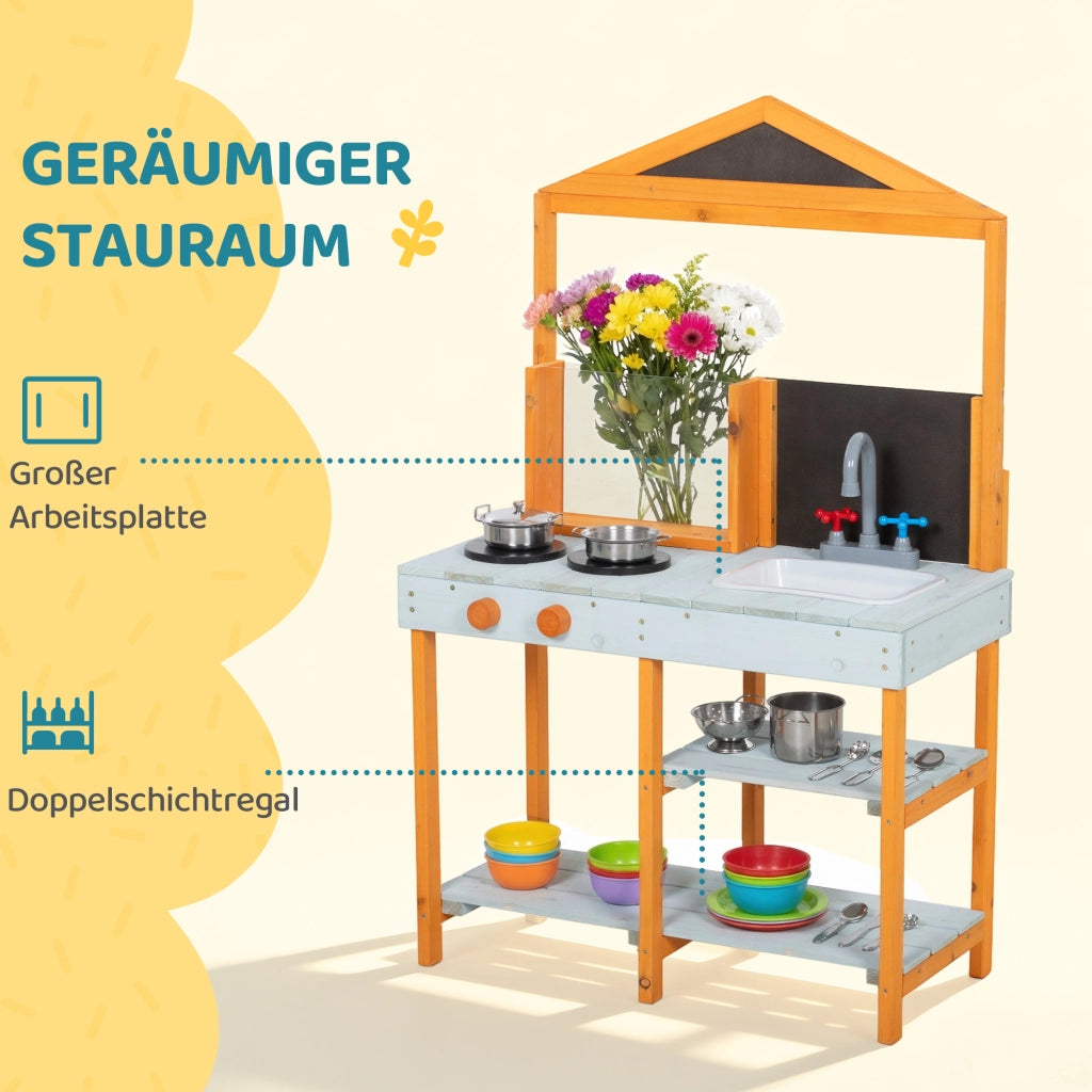 Cucina da gioco per bambini in legno ¨C zephmum ¨C blu chiaro