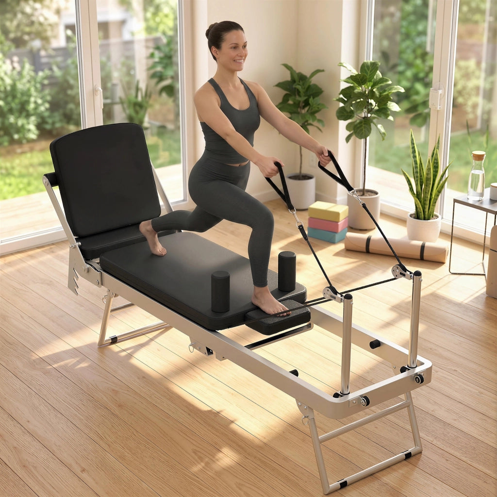 Letto Pilates Pieghevole con Elastici ¨C Zephmum ¨C Grigio