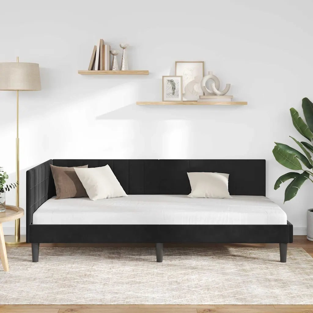 Cornice del letto ad angolo Nero 90 cm x 190 cm Velluto 42016423