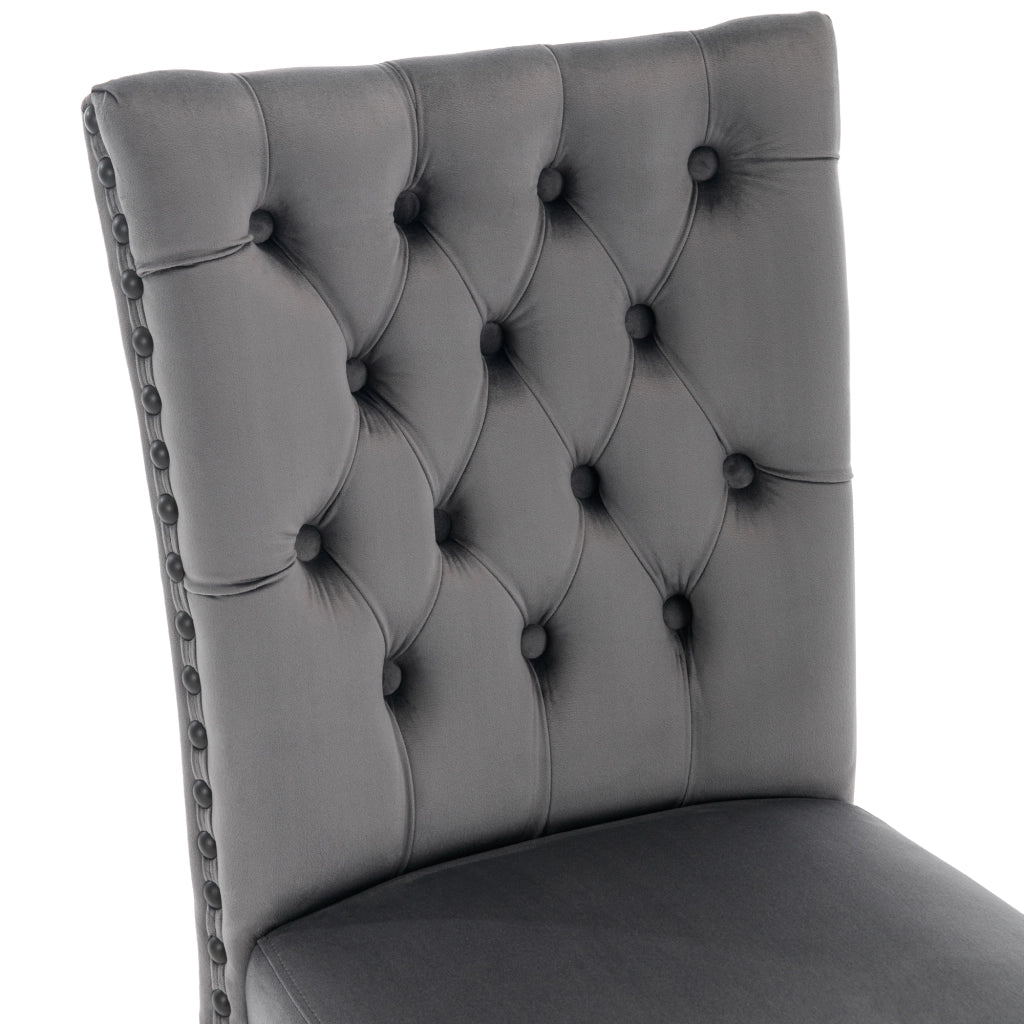 Sedie da Pranzo in Velluto con Gambe in Legno Massello ¨C Xylo ¨C Grigio, Set 6 Pezzi