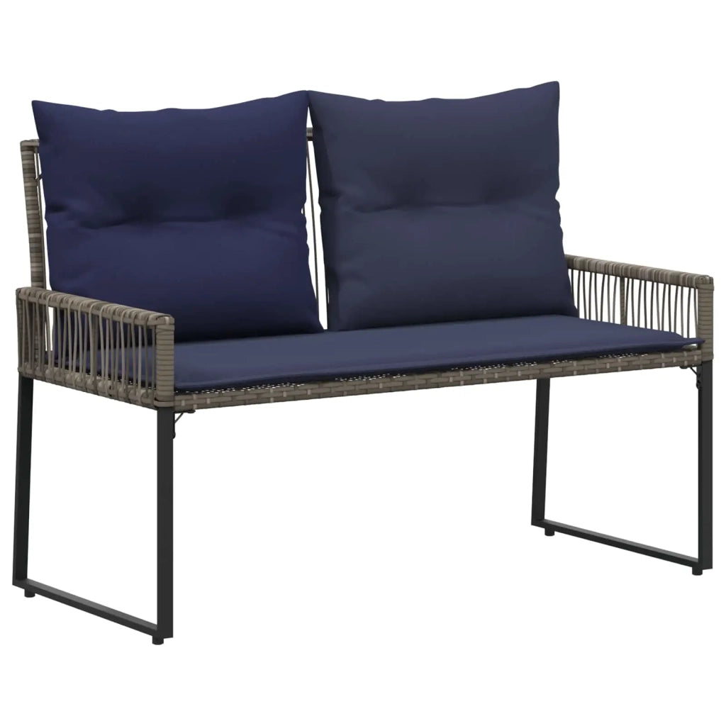 Panchina da esterno 4 pcs Grigio e Blu Navy polyrattan 42025162