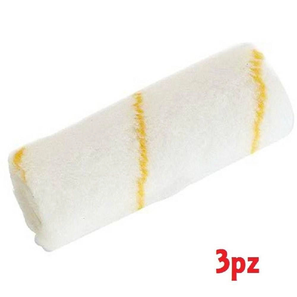 Trade Shop - Set 3 Pezzi Ricambio Rullo Manuale Per Pittura Pelo Lungo Lunghezza 10 Cm -