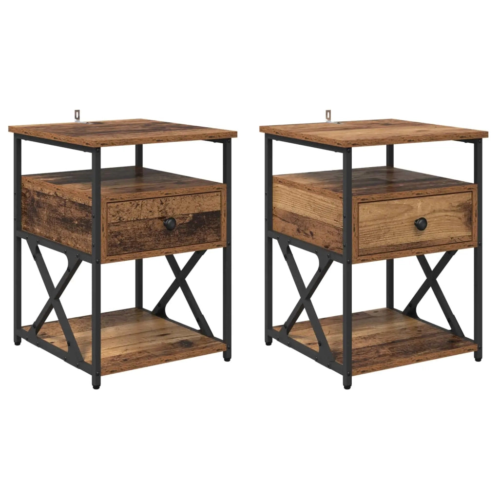 Armadio da Notte 2 pcs Legno vecchio 40 x 42 x 55 cm 881882