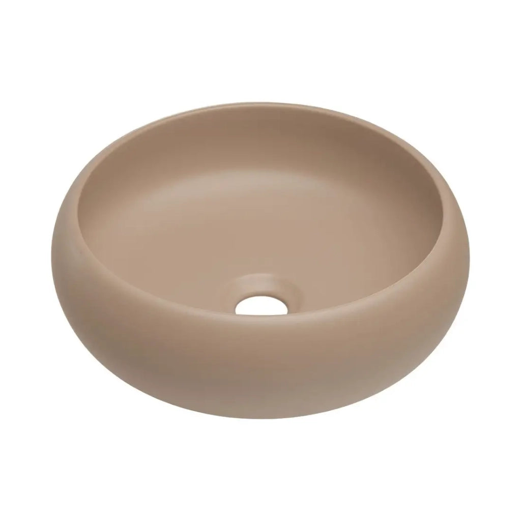 Lavabo da appoggio rotondo 36 cm in ceramica colore cappuccino