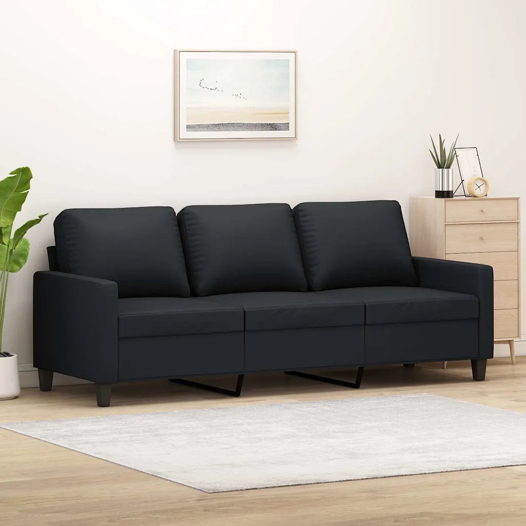 Divano a 3 Posti-Sofa 3 Posti Nero 180 cm in Similpelle 280213