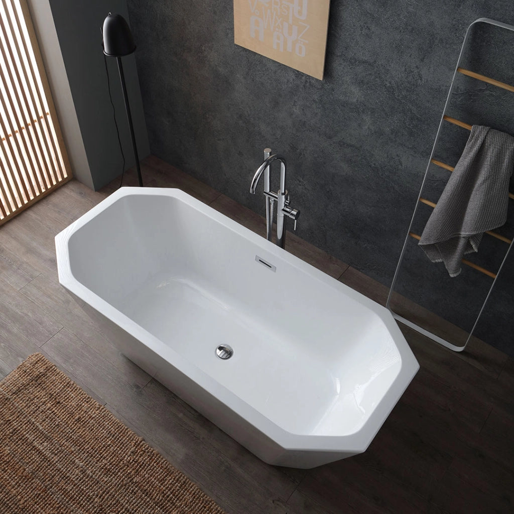 Vasca freestanding ottagonale in acrilico bianco