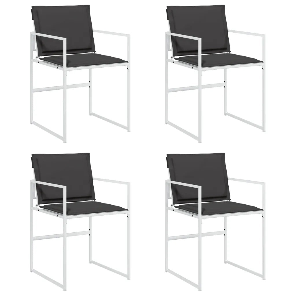 Sedie da Giardino con Cuscini 4 pz Bianchi Acciaio e Textilene 4008590