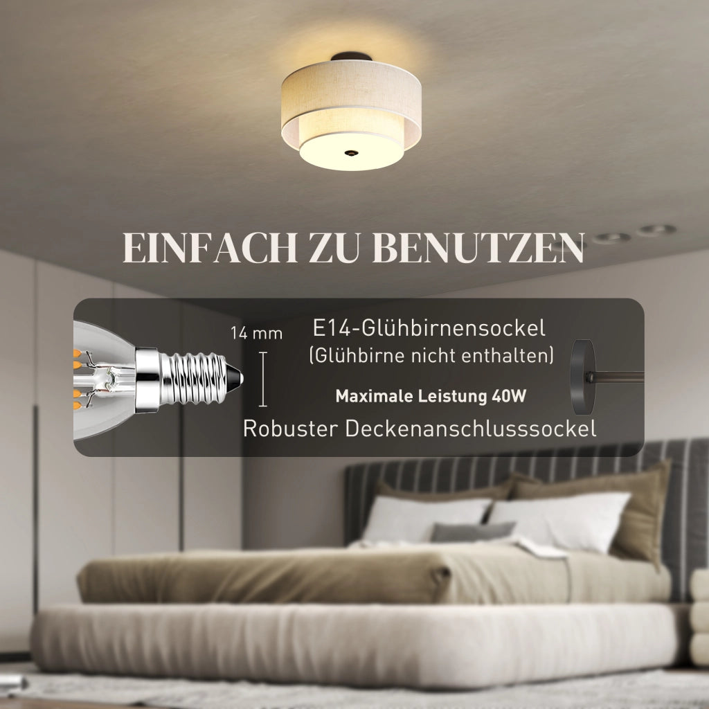 Lampada a sospensione doppia in lino ¨C Minimal ¨C crema