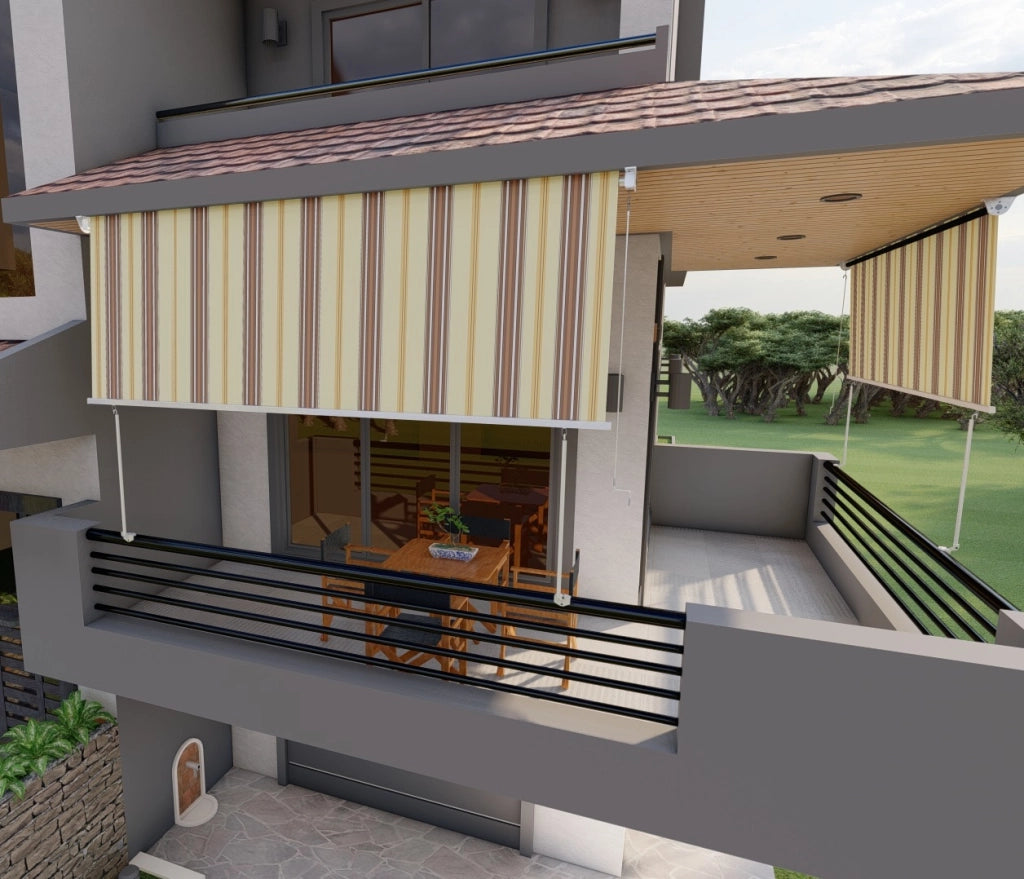 Tenda da sole per balcone con bracci, impermeabile 300cm Beige Marrone Golisa