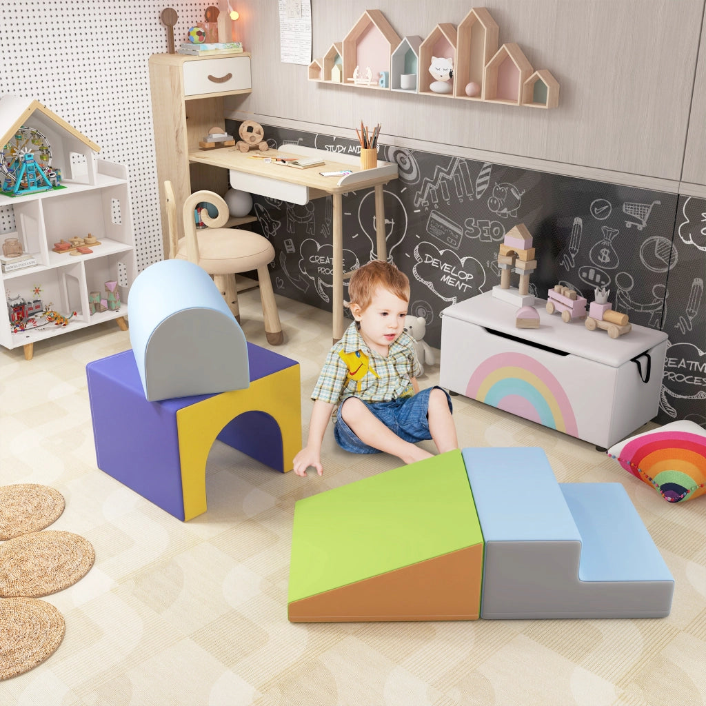 Set 4 blocchi morbidi arrampicata e scivolo ¨C Xylo ¨C rivestimento ecopelle multicolore per bambini 1-3 anni