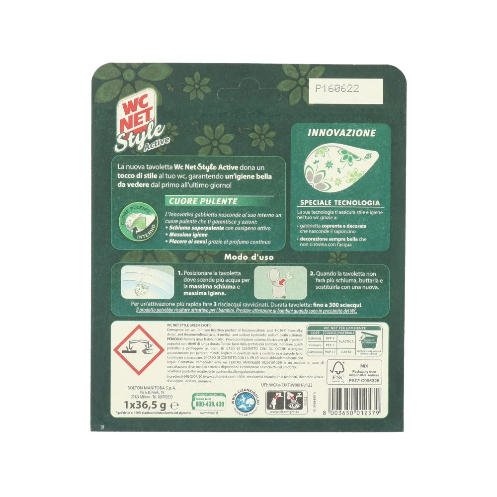 WC NET STYLE ACTIVE TAVOLETTA GREEN EXOTIC AD AZIONE COMPLETA