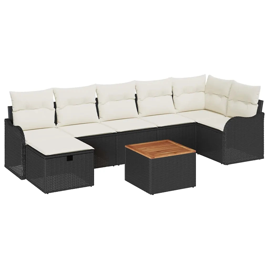 Set Divano da Giardino con cuscino 8 pcs Nero Poly Rattan 3360820