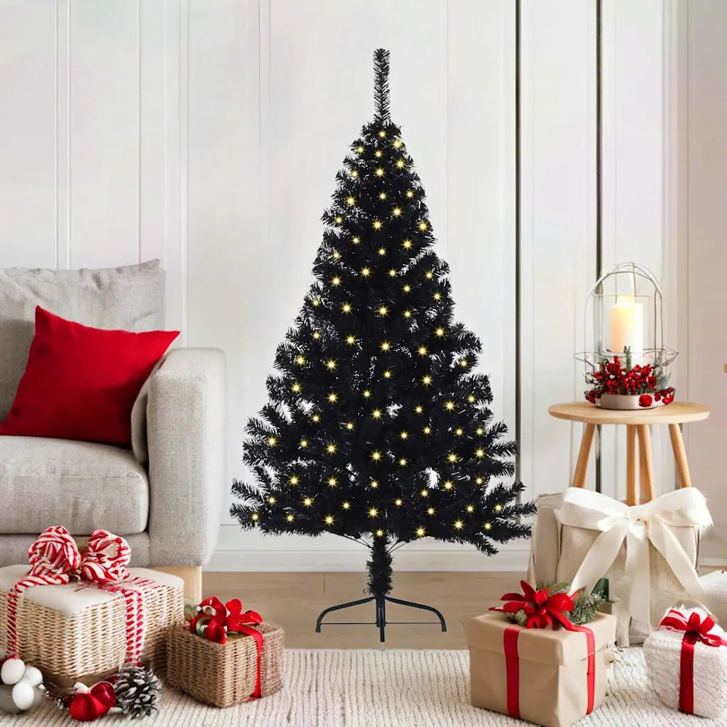 Albero di Natale artificiale con luci integrate Nero 120 cm PVC 3397111