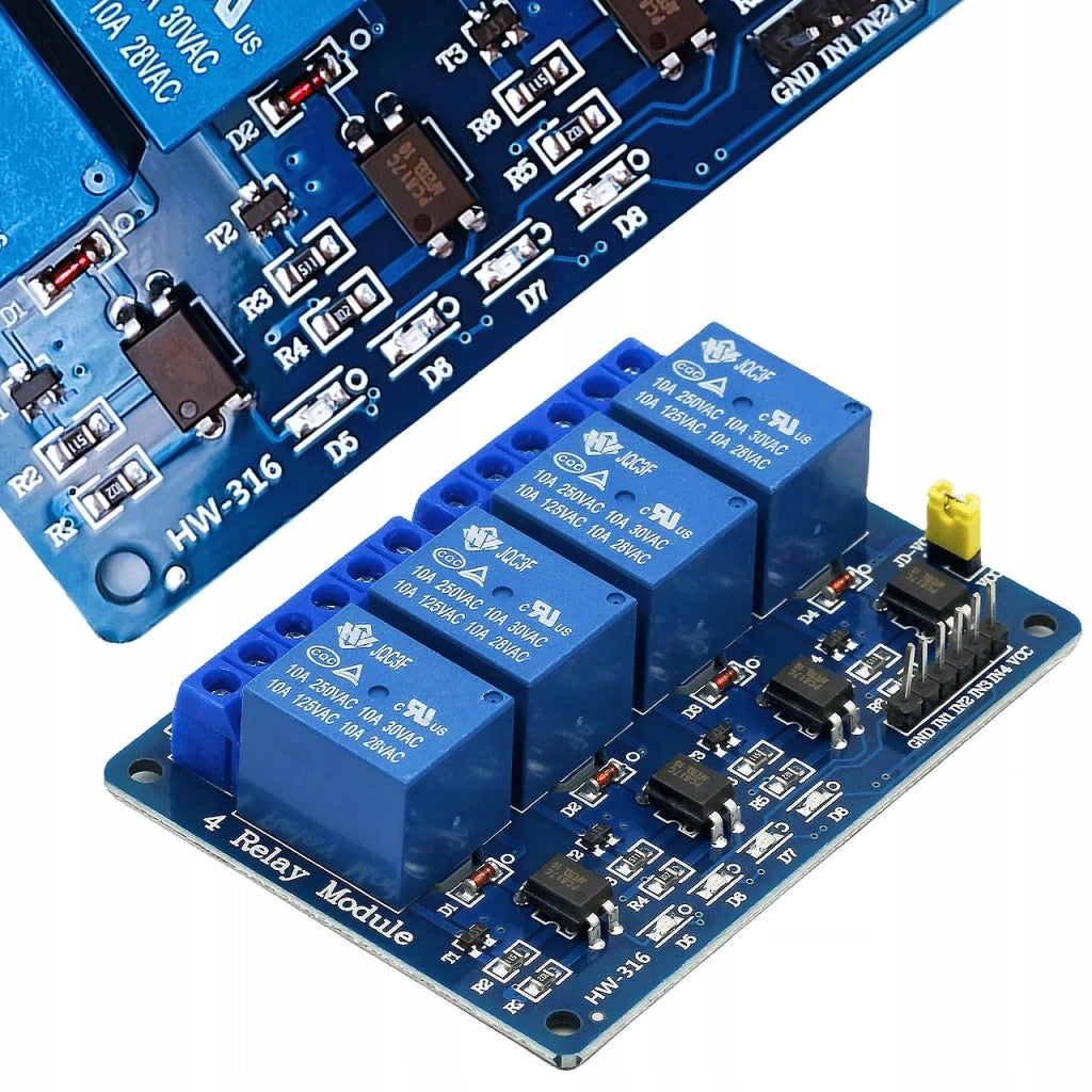Modulo Relè 4 Canali 24V – Compatibile con Arduino | Isolamento Ottico, SPDT, 10A