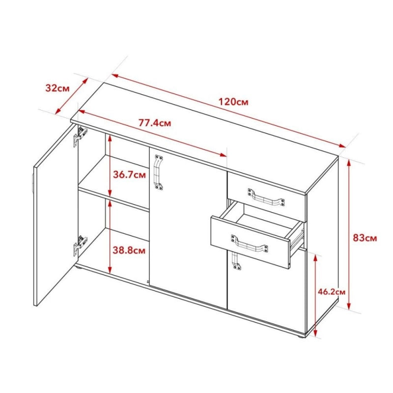 Credenza Mosso MO4 colore rovere e bianco