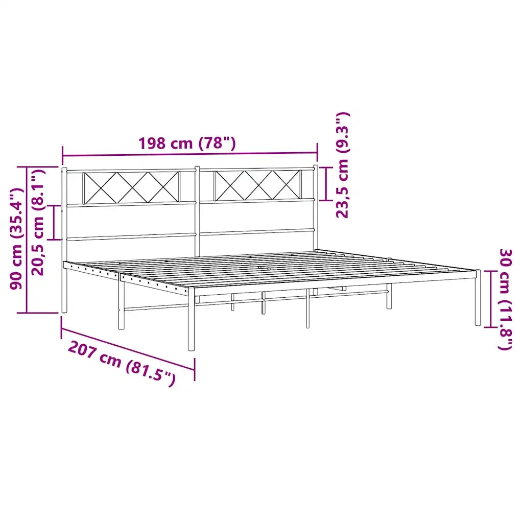 Giroletto con Testiera Metallo Bianco 193x203 cm 372332