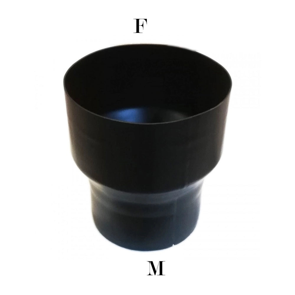 Raccordo aumento maschio femmina colore nero per stufa a legna, diametro f 160 - m 120 mm