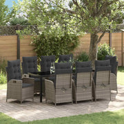 Set da Pranzo per Giardino con cuscino 9 pcs Grigio polyrattan 3380504