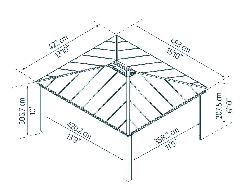 Gazebo in Alluminio Dallas  4.3X4.9 m