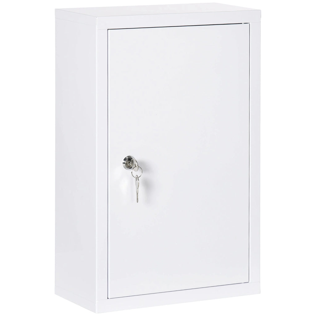 Armadietto Medicinali da Parete 30x14x46 cm 2 Chiavi in Acciaio Bianco