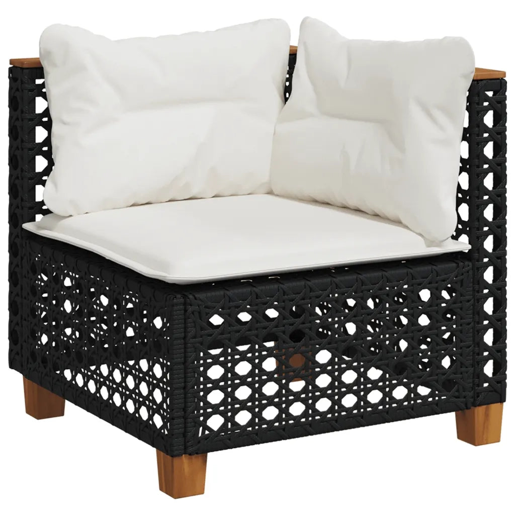Set Divani da Giardino 5 pz con Cuscini in Polyrattan Nero 3261806