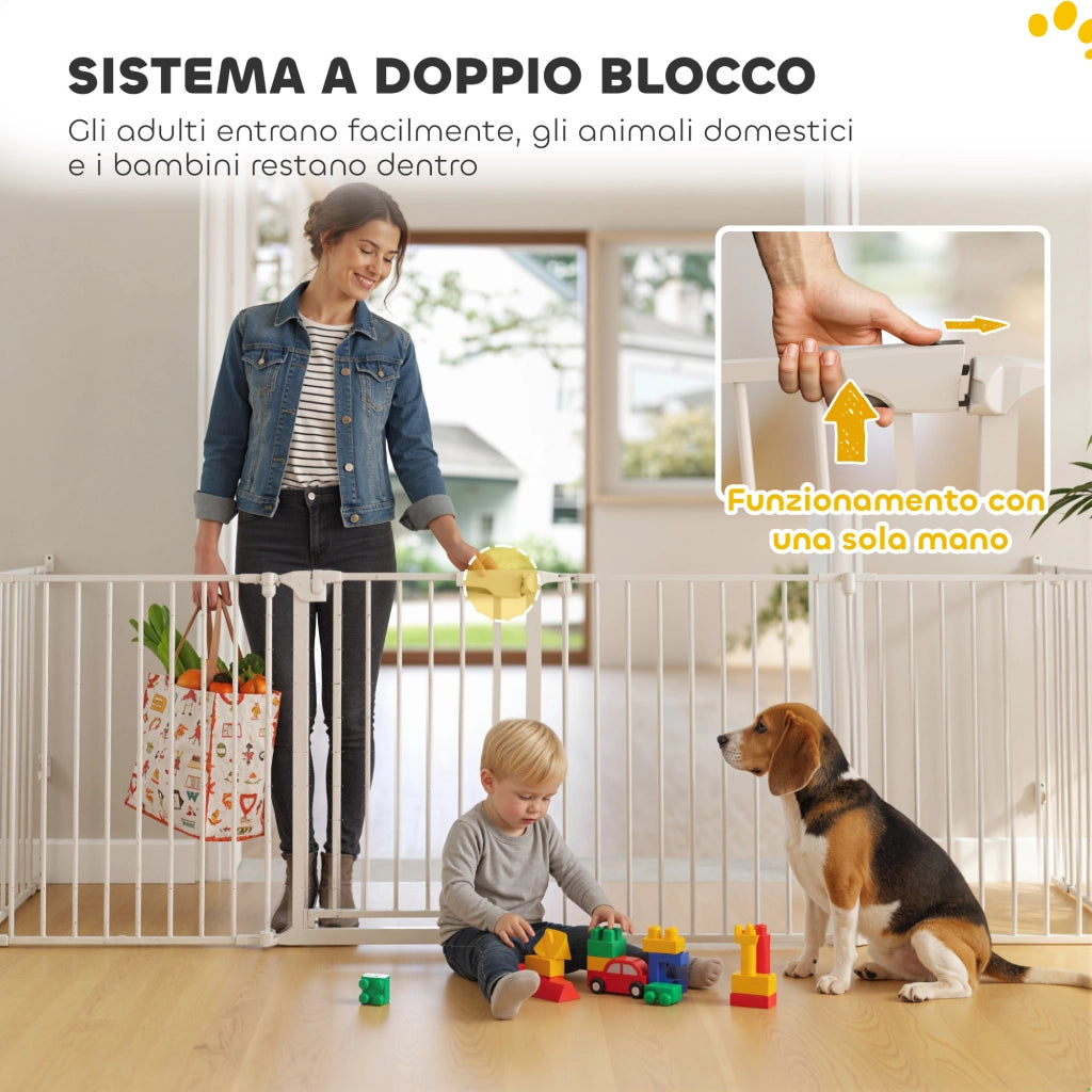 Recinto per Cani 8 Pannelli ¨C Xylo ¨C Acciaio ABS Bianco 61x75cm