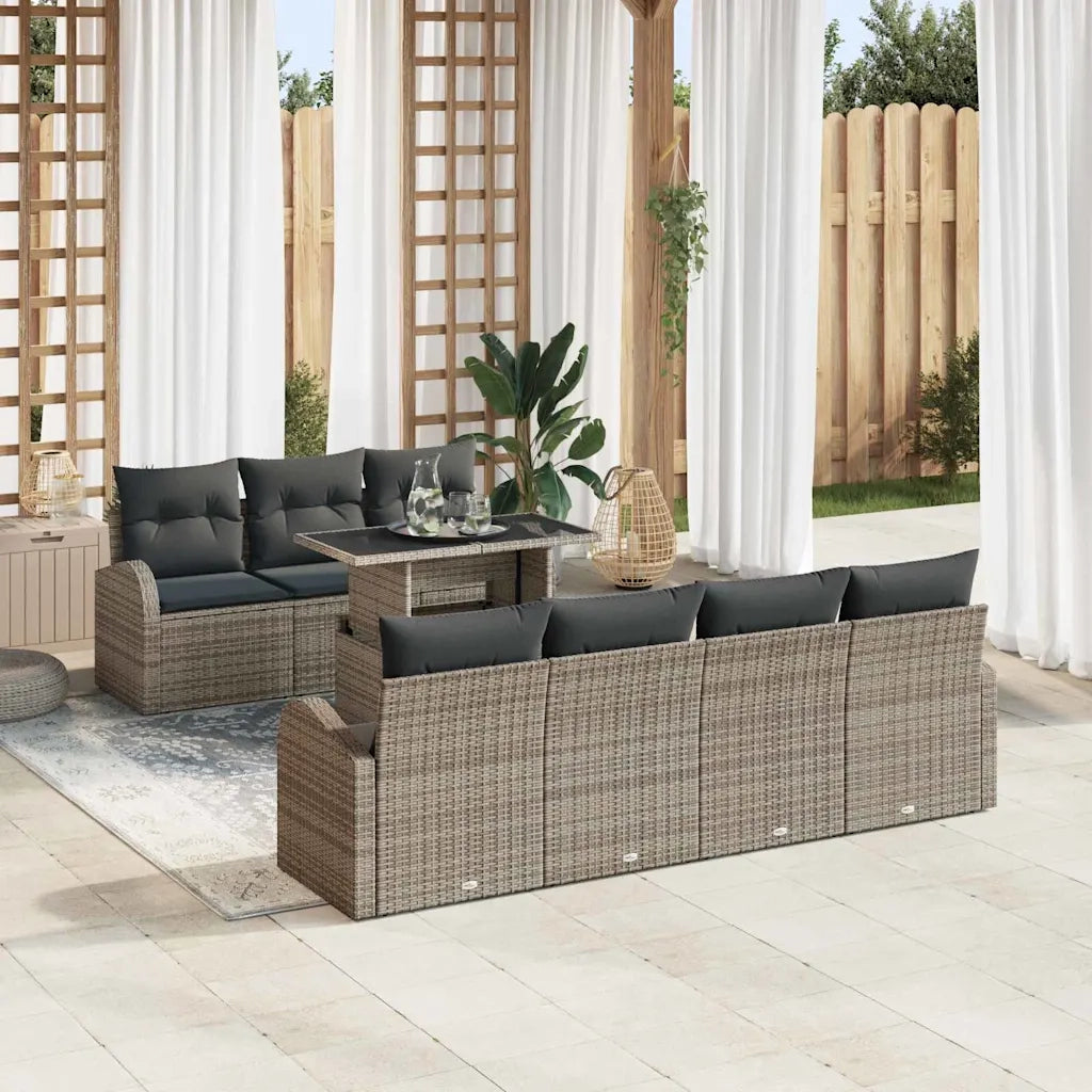 Set Divano da Giardino 8 pcs Grigio Rattan in Polipropilene 3357322