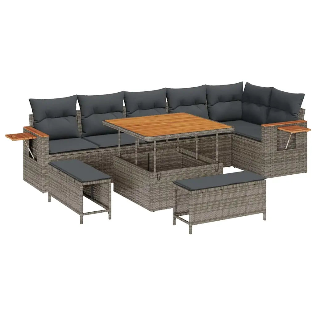 Set Divano da Giardino con cuscino 11 pcs Grigio polyrattan 3365138