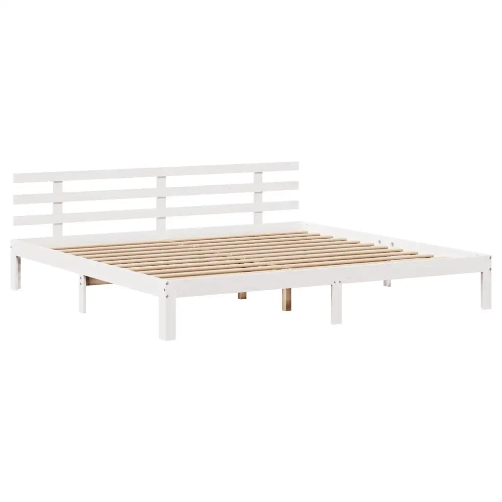 Giroletto con Cassetti Bianco 180x200 cm Legno Massello di Pino