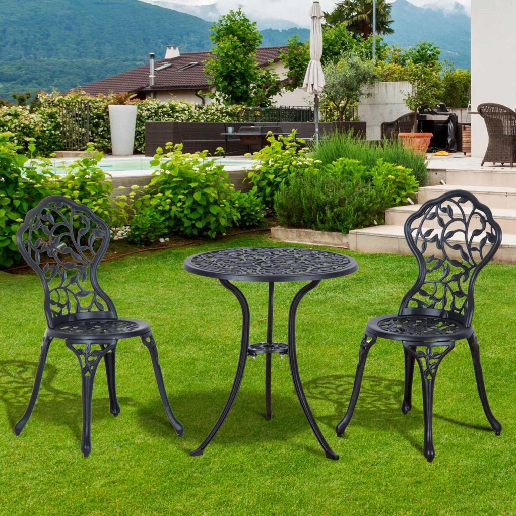 Set da Giardino 3 Pezzi con Tavolo Rotondo e 2 Sedie ¨C Xylo ¨C Alluminio Nero