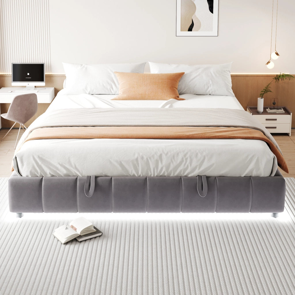 letto imbottito velluto grigio 180 x 200 cm