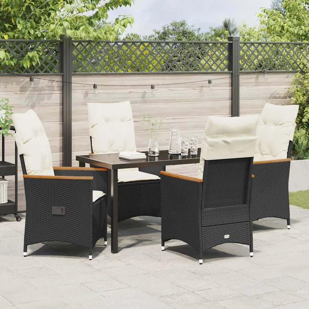 Set da Pranzo per Giardino con cuscino 5 pcs Nero polyrattan 3379606