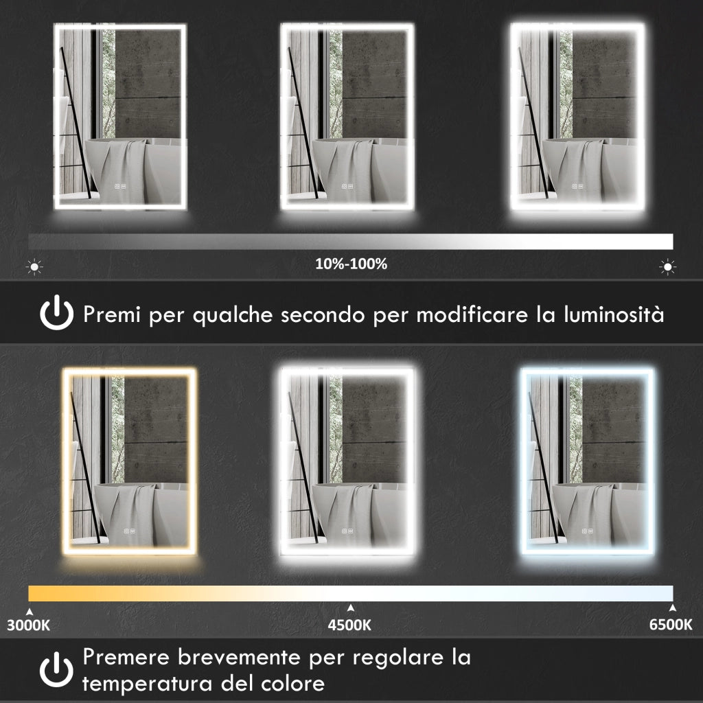 Armadietto Bagno con Specchio e Luci LED ¨C Zephmum ¨C Nero