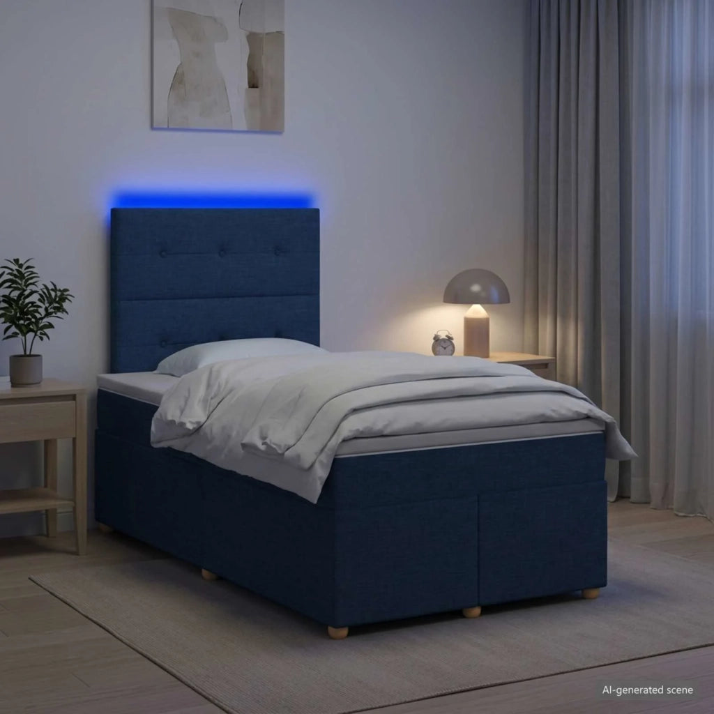 Letto box spring con materasso Blu 120 x 200 cm Tessuto 3455328