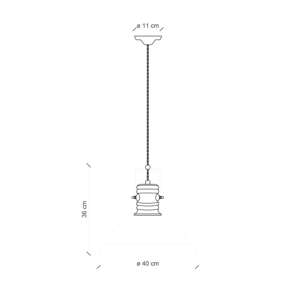 Lampadario Industrial Ferro E Ceramica Vintage Bianco 1 Luce E27 40Cm