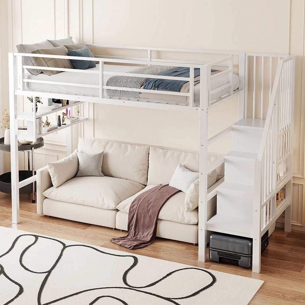 Letto a soppalco - Xylo - 90x200 cm contenitore bianco