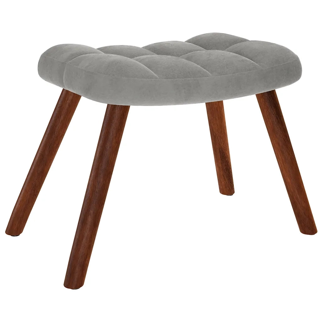 Poltrona Relax | Sedia Relax con Sgabello Grigio Chiaro in Velluto
