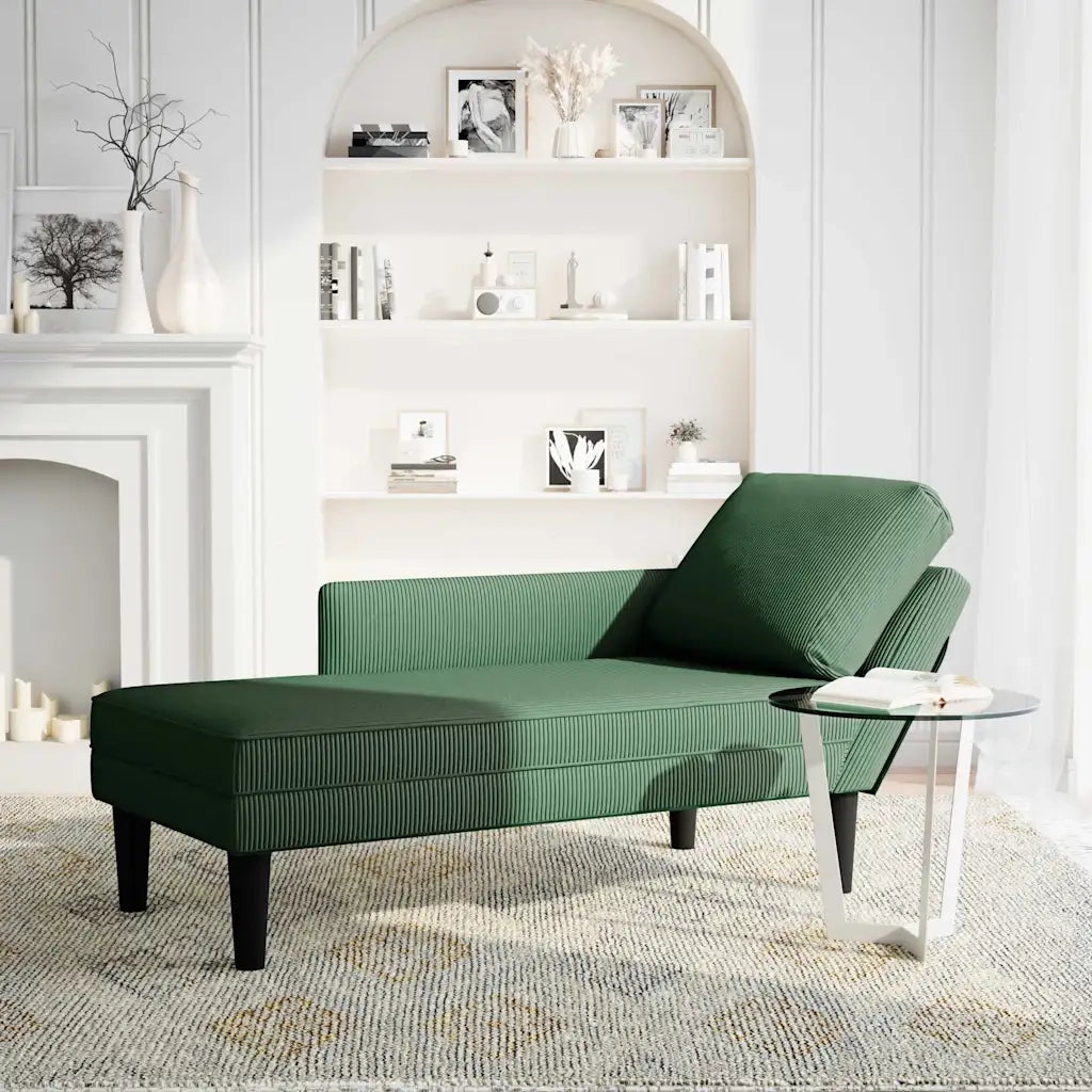 Sdraio con Cuscino Destro in Velluto a Coste Verde Scuro CFW6681603