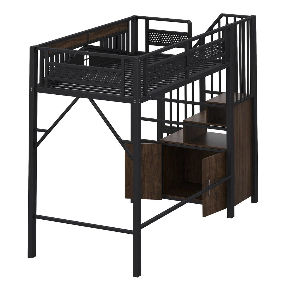 Letto a Soppalco in Metallo ¨C MINIMAL ¨C Nero 90x200